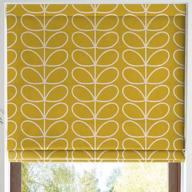 Orla Kiely Made to Measure Blackout Roman Blind in Jumbo Linear Stem Sunflower Yellow