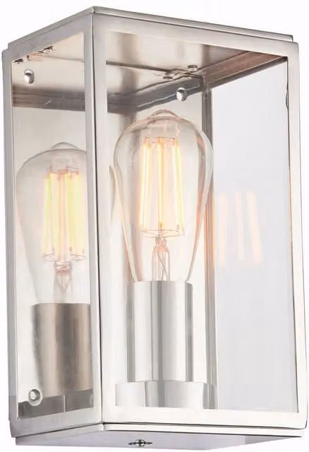 Endon Hadden Dimmable Wall Light with Silver Plate and Transparent Glass, E27, IP20