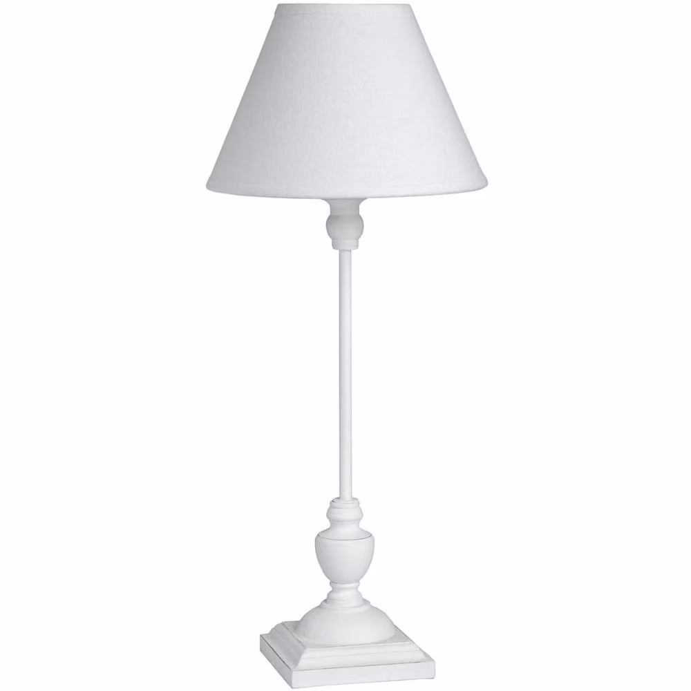 Wyld Haus Blushforge White Slim Table Lamp with Wood and Fabric Details – 2