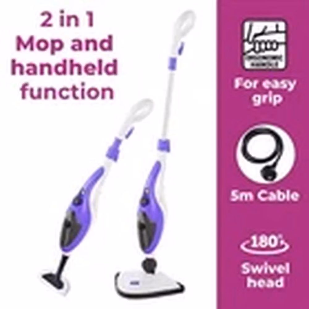 Hinsinc 10-in-1 Purple Steam Mop Cleaner for Floors, Carpets and Windows – 3