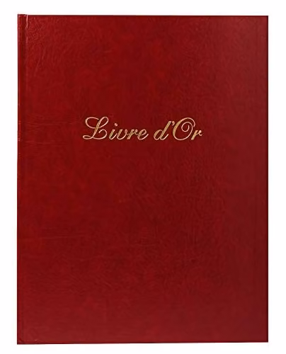 Exacompta Alpille Red Leather Guest Book with 140 Ivory Paper Pages, H 27 cm x W 22 cm – 1