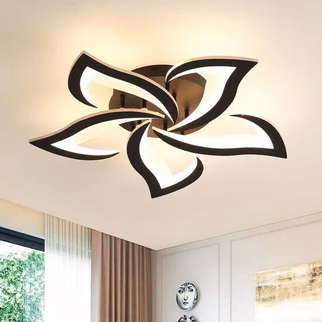 Goeco Modern Petal Design LED Ceiling Light, Black, 60 cm, 60 W, 6750 LM, 3000K Warm White