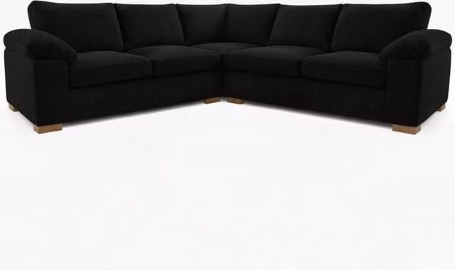 Snug Furniture Birmingham Ltd Riva Amalfi Jumbo Cord 5 Seater Large L-Shape Corner Sofa in Black – 1