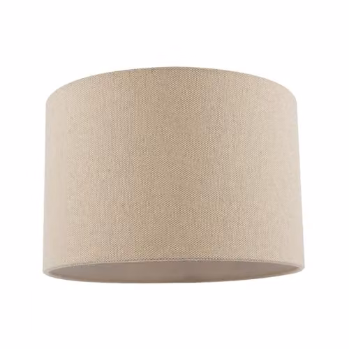 Happy Homewares Beige Linen Fabric Drum Lamp Shade with Cotton Lining, W/D/H: 30 x 30 x 20 cm – 1