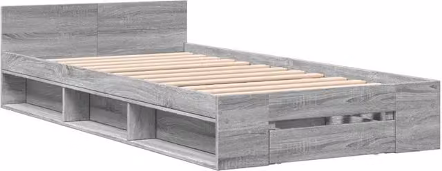 Berkfield Home Modern Single Bed Frame with Drawer, Grey Sonoma, W/D/H: 90 x 190 cm – 1