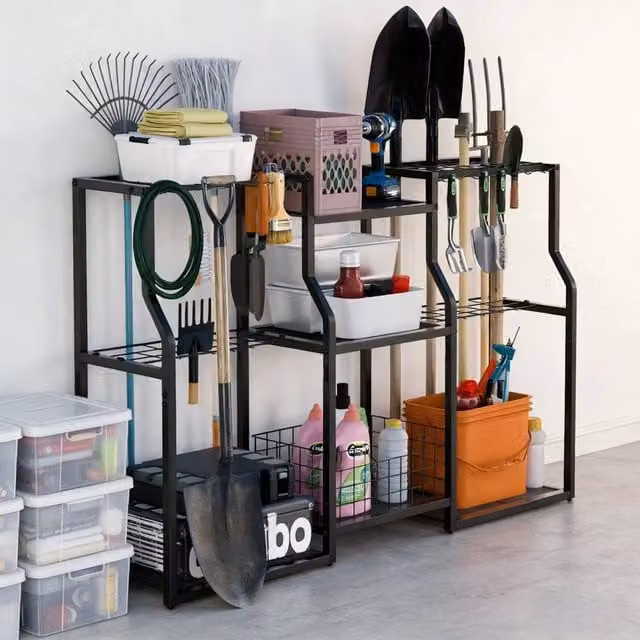 Kelvenix Garden Tool Organizer Tool Tower Rack in Black, W/D/H: 92 x 40 x 95 cm – 1