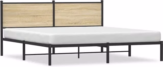 Berkfield Home Metal Bed Frame in Sonoma Oak Brown, W: 160 cm, L: 200 cm