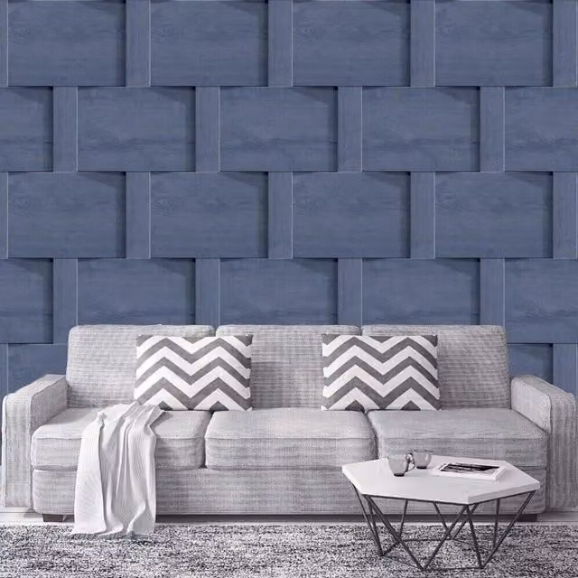 Debona Modern Abstract Geometric Blue Paper Wallpaper Roll