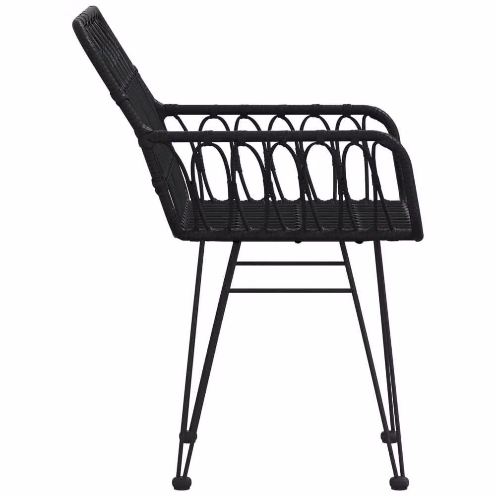 Berkfield Home Set of 2 Comfortable Modern Garden Chairs with Armrests, Black, W: 56 cm, D: 64 cm, H: 80 cm – 3