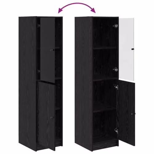 vidaXL Modern Black Oak Highboard Storage Unit with Hinged Doors and Internal Shelves, W/D/H: 35 x 37 x 142 cm – 4