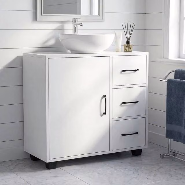 EONLION Modern White Under Sink Bathroom Basin Unit Cupboard W/D/H: 70.0 x 30.0 x 64.0 cm