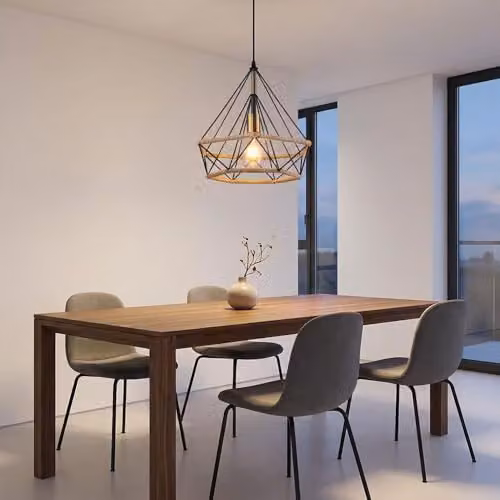 Globo Lighting Ulleu Pendant Light Black and Brown, E27, Dimmable and Height Adjustable, W: 38 cm, H: 150 cm – 3