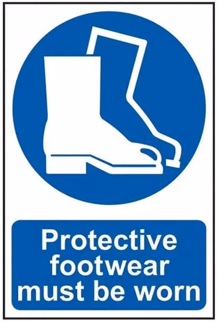 Scan Protective Footwear Must Be Worn Multicolour PVC Sign W: 20 cm, H: 30 cm