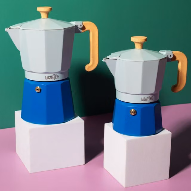 La Cafetiere Venice Aluminium Espresso Maker, Blue, Height: 15.5 cm