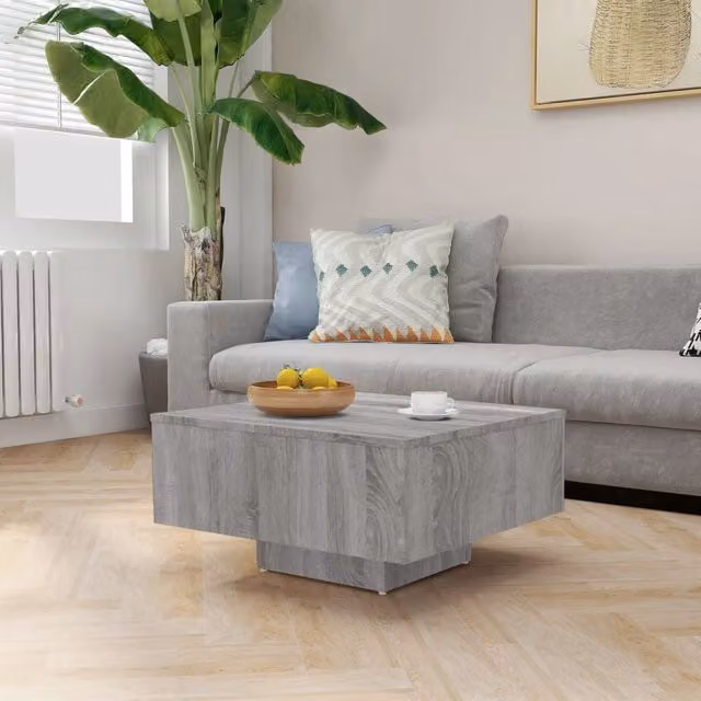 Berkfield Home Grey Square Coffee Table in Matt MDF, W/D/H: 60 x 60 x 31.5 cm – 1