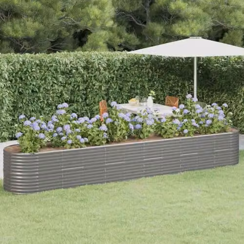 vidaXL Steel Planter Tub, Grey, W: 440 cm, D: 80 cm, H: 68 cm – 2