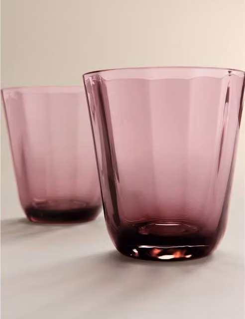 M&S Set of 2 Etoile Geometric Glass Tumblers in Purple