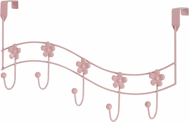 Showerdrape Metal Over Door Hanging Storage Hooks, Pink, H 38.5 x W 30.5 x D 10.5 cm