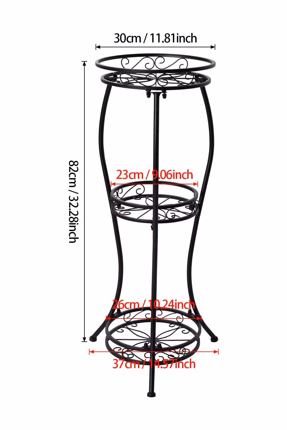 Living and Home 3-Tier Black Metal Plant Stand Display Shelf for Garden and Balcony – 2