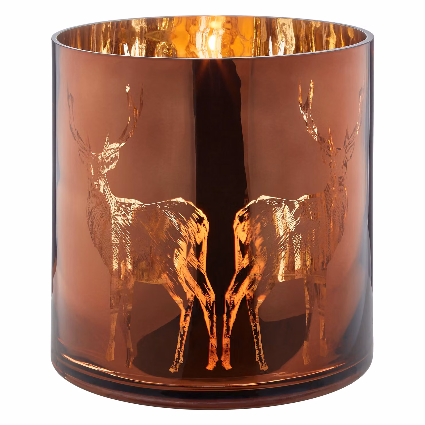 Orsina Large Brown and Gold Stag Candle Holder with Glass and Metal Details – 2