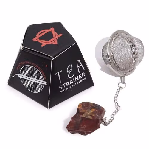 Ancient Wisdom Red Mookaite Raw Crystal Gemstone Tea Strainer with Fine Mesh Stainless Steel Sieve – 1