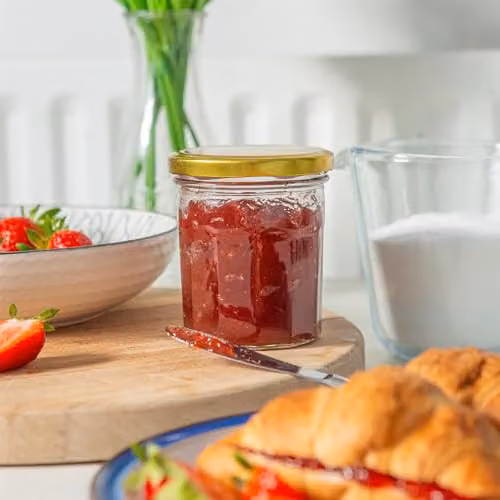 Argon Tableware Glass Jam Jars with Airtight Gold Lids, 250ml, Pack of 24 – 2