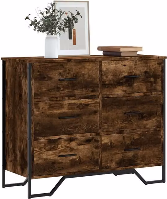 Berkfield Home Chest of Drawers in Smoked Oak Brown, W/D/H: 91 x 35.5 x 74.5 cm