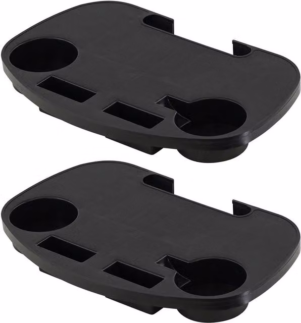 GEEZY Pack of 2 Black Plastic Clip On Camping Chair Side Tables