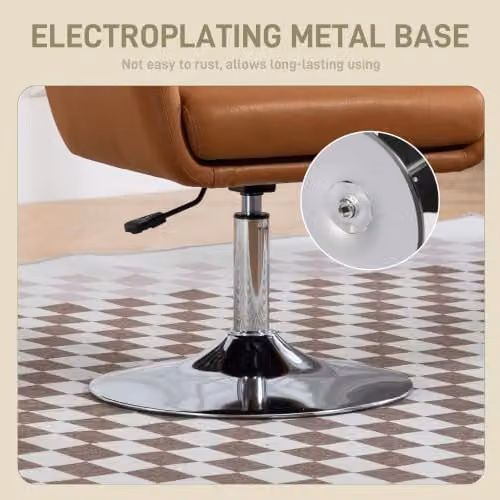 HOMCOM Brown Microfibre Swivel Tub Accent Chair with Metal Frame – 3