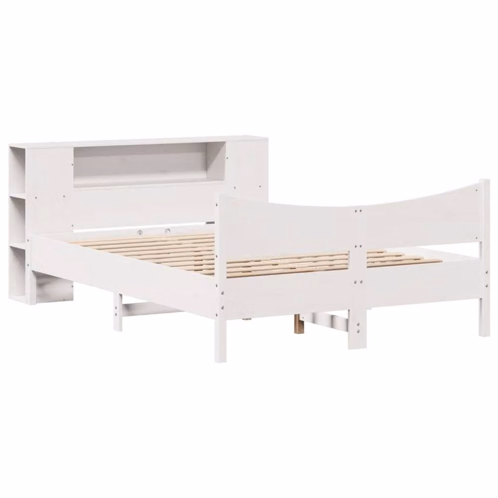 Berkfield Home Modern White Solid Wood Pine Bed Frame with Side Compartments W/D/H: 160 x 200 cm – 2