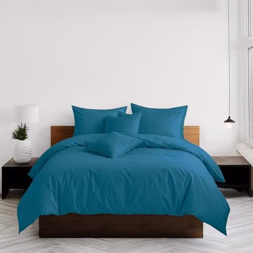 Home Sweet Home UK Plain Dyed Polycotton Duvet Cover and Pillowcase Set in Petrol, Single Size (Duvet Cover: 135 x 200 cm, Pillowcase: 48 x 74 cm) – 3