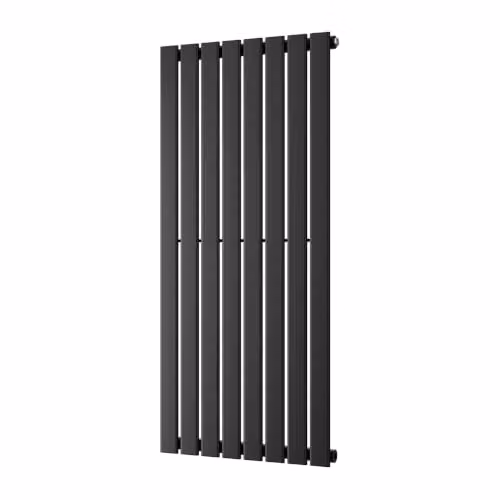 UK Radiators Typhoon Black Flat Tube Vertical Designer Radiator, W: 54.4 cm, H: 120 cm – 2