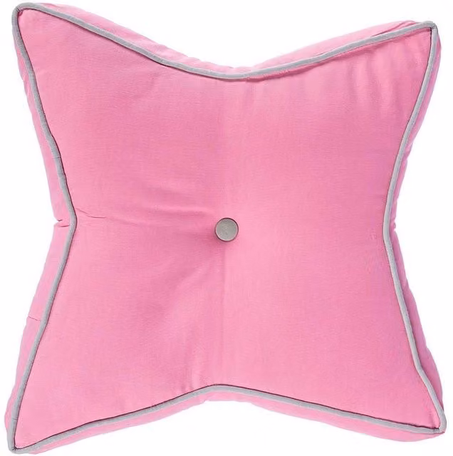 Homescapes Star Floor Cushion in Pink and Grey, 48 cm, OEKO-TEX Certified Cotton Seat Pad