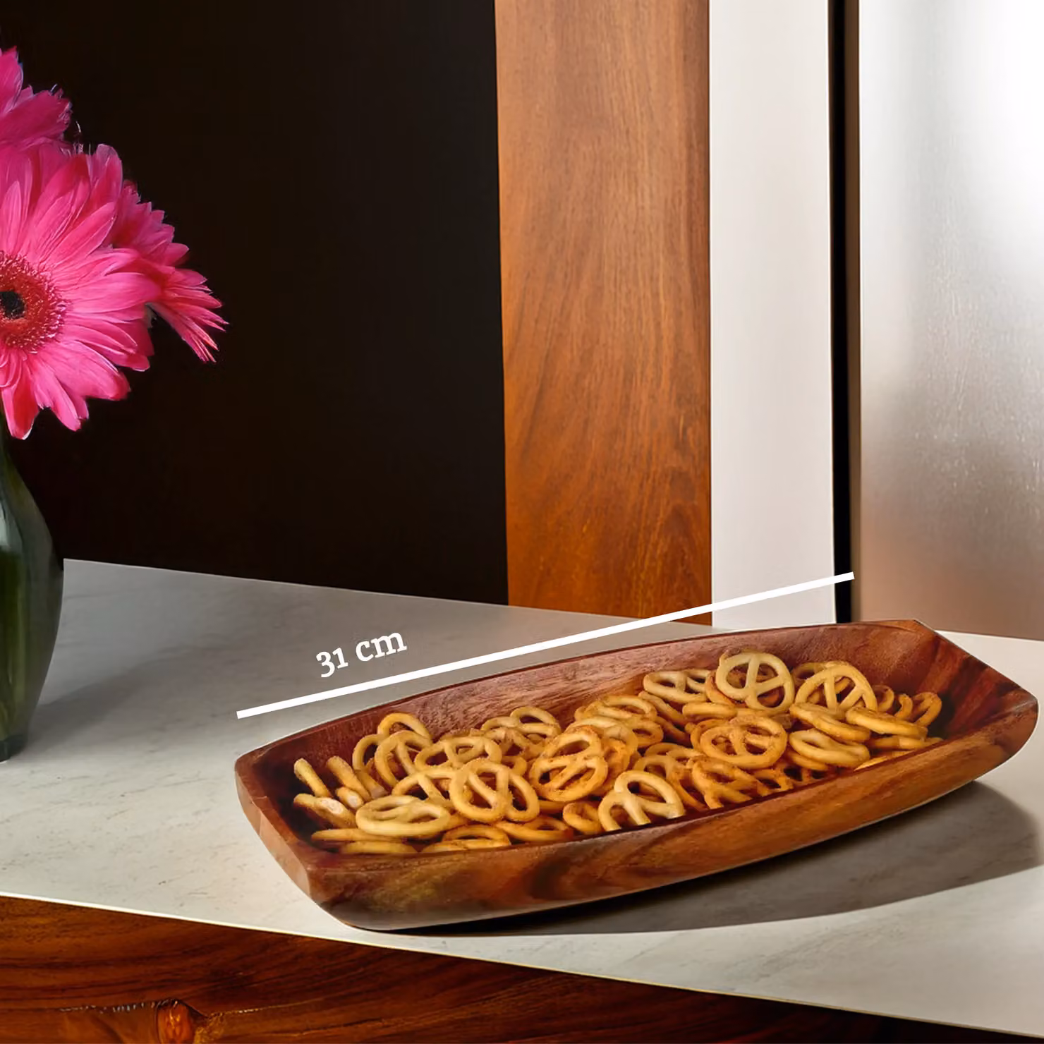 Orsina Elegant Small Oblong Wood Serving Dish, Brown, W: 30 cm, H: 15 cm, D: 0.38 cm – 5