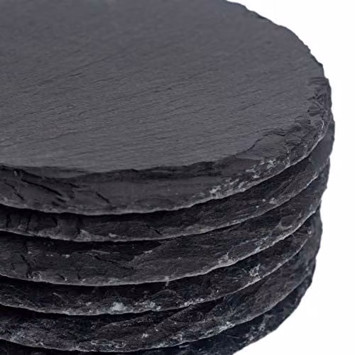 Argon Tableware Round Slate Serving Platters, Pack of 6, Black, Diameter: 33 cm – 3