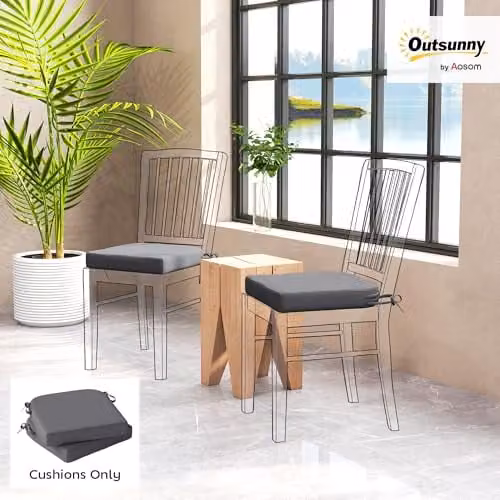 Outsunny Set of 2 Square Outdoor Chair Seat Cushions in Grey, W/D/H: 40 x 40 x 7 cm – 2
