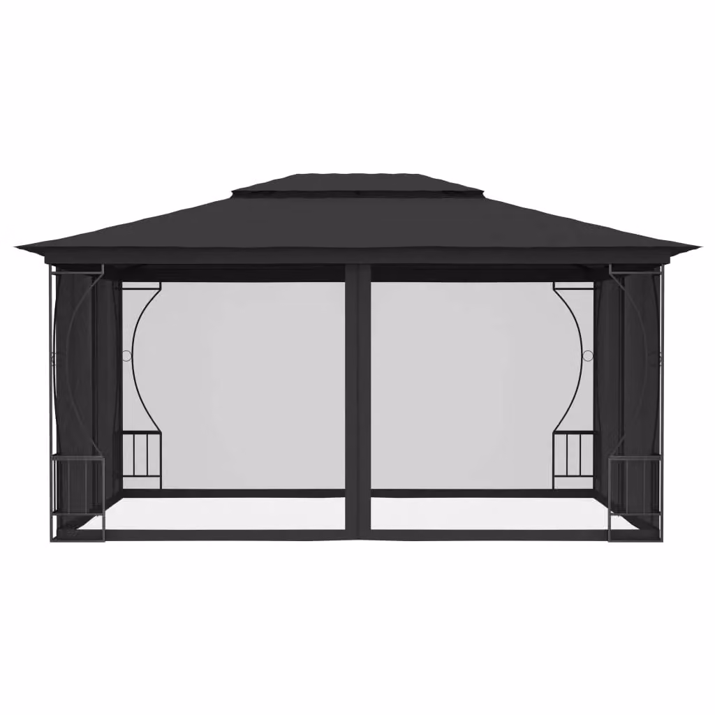 Berkfield Home Anthracite and Black Gazebo with Nets W/D/H: 300 x 400 x 265 cm – 2