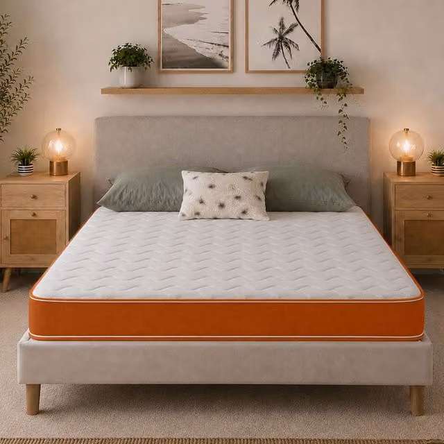 eXtreme Comfort Ltd Essentials Hybrid Memory Foam Spring Mattress with Orange Border, White, Small Single, Depth: 18 cm – 2