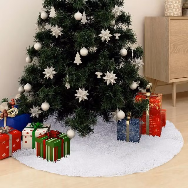 Berkfield Home White Faux Christmas Tree Skirt, 150 cm