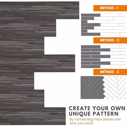 Novecrafto Self Adhesive Wood Effect Vinyl Floor Planks, Dark Grey, 36 Pieces, 5m2 – 5