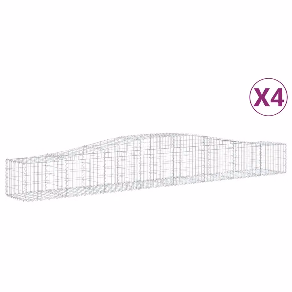 Berkfield Home Arched Gabion Baskets, 4 Piece Set, Silver Galvanised Steel, W: 400 cm, D: 40-60 cm, H: 50 cm – 2