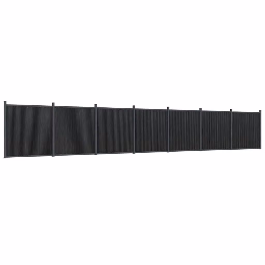 Berkfield Home Grey WPC and Aluminium Fence Panel, W: 1218 cm, H: 186 cm – 2
