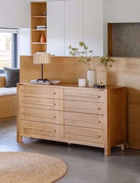 Gallery Direct Sonoma Wide 8 Drawer Oak Chest with Soft Close Drawers