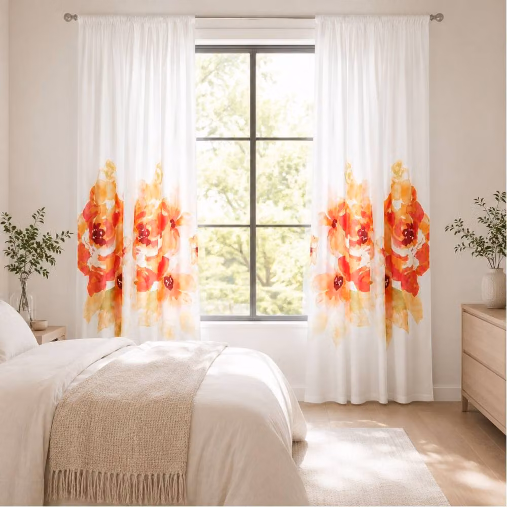 Smart Living Grace Floral Curtains Pair with Tie Backs, Multicolour, Width: 167 cm, Drop: 183 cm – 2