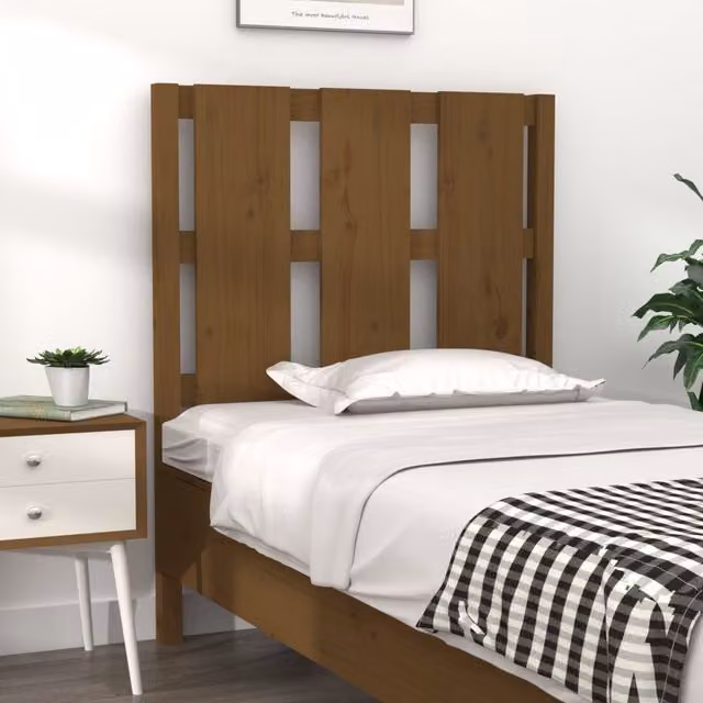 Berkfield Home Rustic Solid Pine Wood Bed Headboard, Honey Brown, W: 80.5 cm, D: 4 cm, H: 100 cm – 1