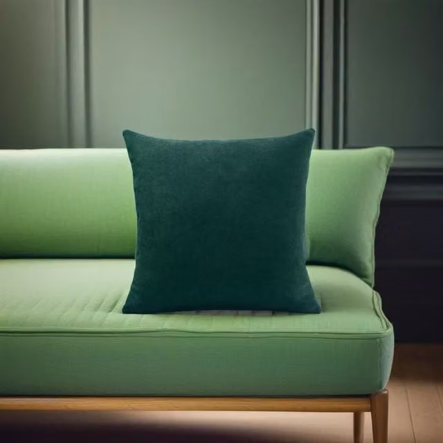 Luxor Living Green Velvet Chenille Square Cushion, W/D/H: 55 x 55 x 55 cm – 1