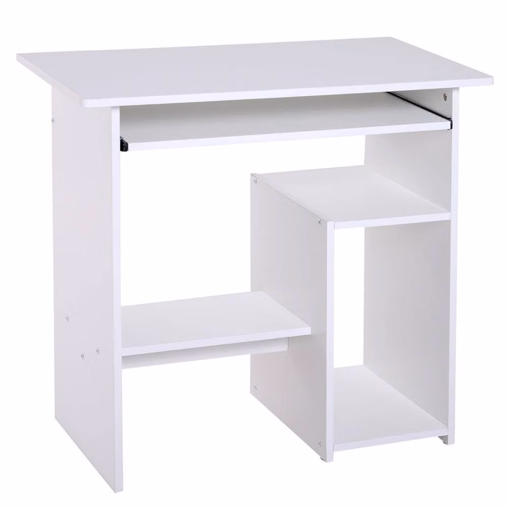 Wyld Haus Rolu Compact White Computer Desk with Keyboard Tray and Storage, W: 80 cm, D: 45 cm, H: 75 cm – 2