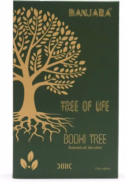 Banjara Bodhi Tree Natural Handmade Incense Sticks with Fruity, Woody and Floral Scents, Brown and Green