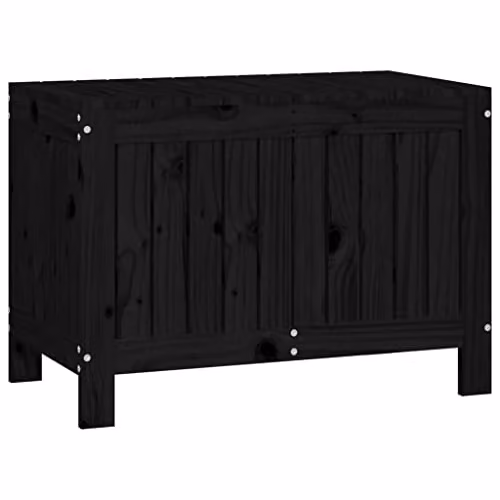 vidaXL Garden Storage Box in Black Solid Pine Wood, W/D/H: 76 x 42.5 x 54 cm – 4