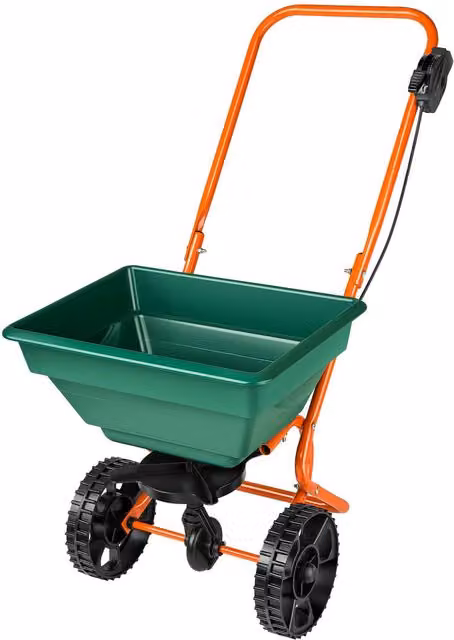 tectake Green Manual Broadcast Lawn Spreader with 25-Litre Capacity and Steel Frame – 6